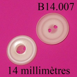 bouton 14 mm couleur blanc et nacre mat 2 trous 14 millimètres