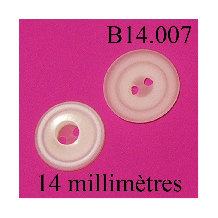 bouton 14 mm   couleur blanc et nacre mat 2 trous  14 millimètres
