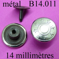 bouton 14 mm pour jeans en métal chromé avec le clou facile à poser 14 millimètre