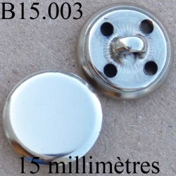 bouton 15 mm en métal chromé accroche avec un anneau ou 4 trous diamètre 15 millimètres