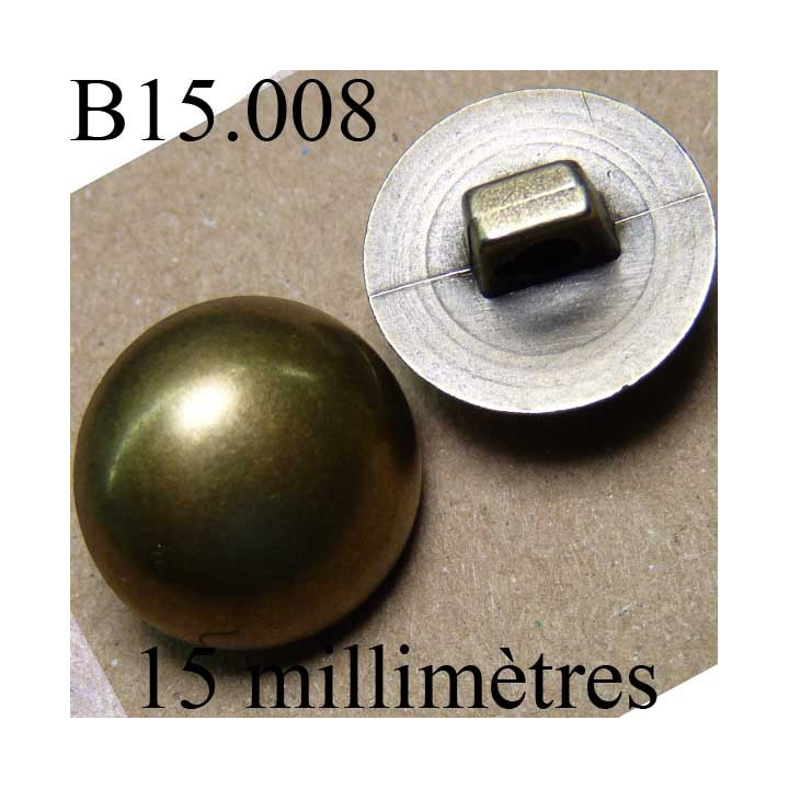 bouton 15 mm couleur doré accroche avec un anneau diamètre 15 millimètres