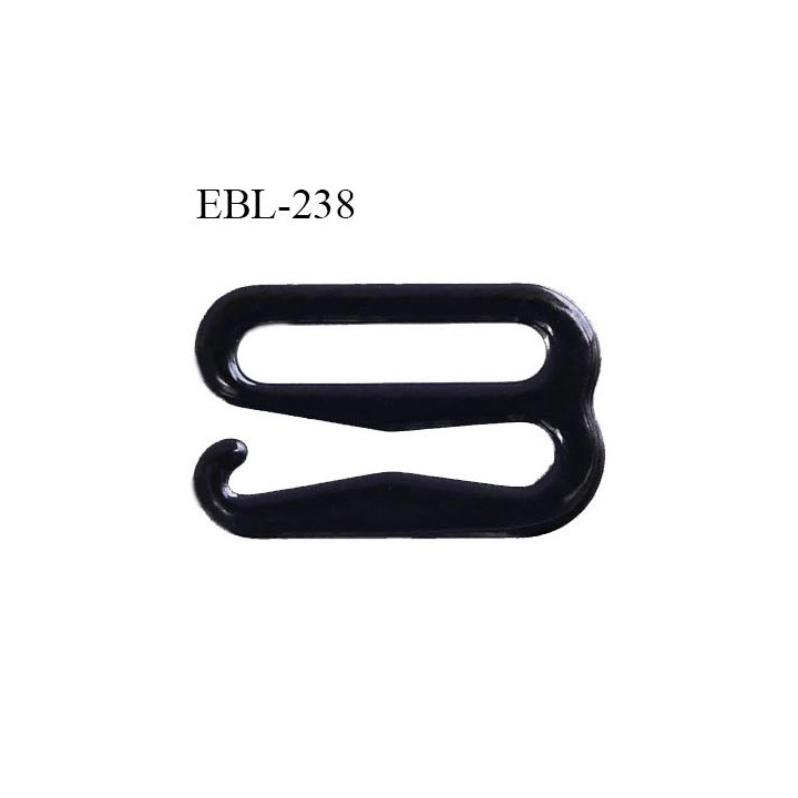 Crochet 11 mm de réglage bretelle  soutien gorge en métal laqué noir brillant largeur intérieur 11 mm largeur extérieur 15.5 mm