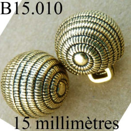 bouton 15 mm couleur doré avec incrustation noir accroche avec un anneau  diamètre 15 millimètres