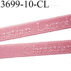 Elastique bretelle 10 mm  ou lingerie couleur rose en surpiqure inscription Christian Lacroix largeur 10 mm  prix au mètre