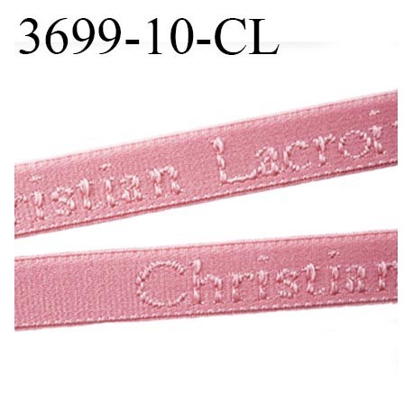Elastique bretelle 10 mm ou lingerie couleur rose en surpiqure inscription Christian Lacroix largeur 10 mm prix au mètre