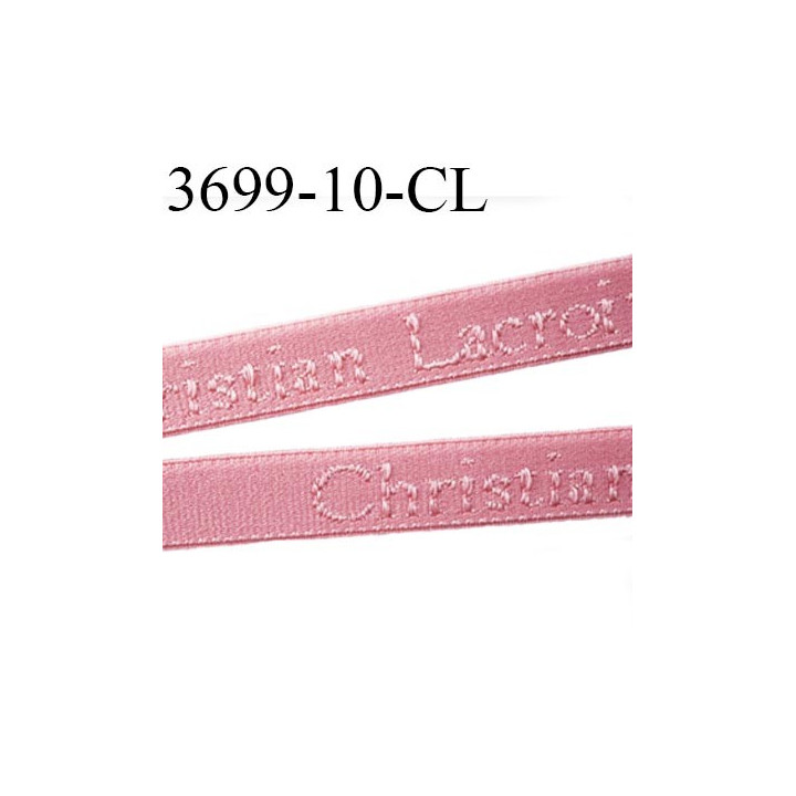 Elastique bretelle 10 mm  ou lingerie couleur rose en surpiqure inscription Christian Lacroix largeur 10 mm  prix au mètre
