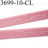 Elastique bretelle 10 mm ou lingerie couleur rose en surpiqure inscription Christian Lacroix largeur 10 mm prix au mètre