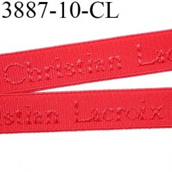 élastique de marque christian lacroix inscription en surpiquage couleur rouge sévillane largeur 10 mm vendue au mètre