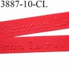 élastique de marque christian lacroix inscription en surpiquage couleur rouge sévillane largeur 10 mm vendue au mètre