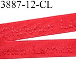 élastique de marque christian lacroix inscription en surpiquage couleur rouge sévillane largeur 12 mm vendue au mètre