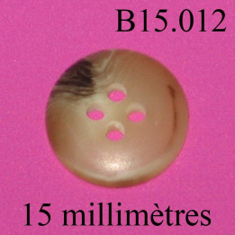 bouton 15 mm   couleur  marron mabré 4 trous diamètre 15 millimètres