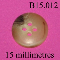 bouton 15 mm couleur marron 4 trous diamètre 15 millimètres