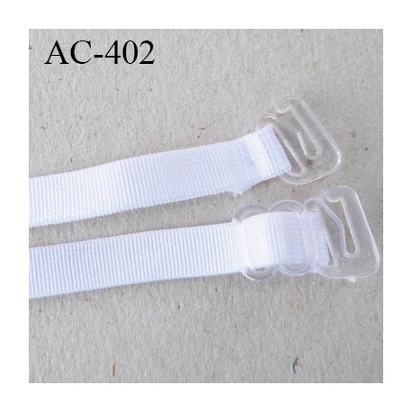 bretelle 8 mm lingerie SG blanc naturel brillant largueur 8 mm longueur 40 cm avec un barrette de réglage et deux crochet