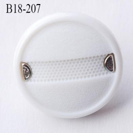 Bouton 18 mm en  pvc  blanc et chromé diamètre 18 mm accroche avec un anneau