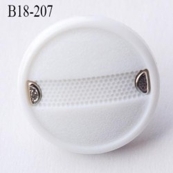 Bouton 18 mm en pvc blanc et chromé diamètre 18 mm accroche avec un anneau