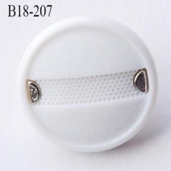 Bouton 18 mm en  pvc  blanc et chromé diamètre 18 mm accroche avec un anneau