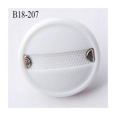 Bouton 18 mm en pvc blanc et chromé diamètre 18 mm accroche avec un anneau