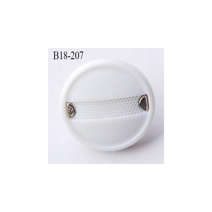 Bouton 18 mm en  pvc  blanc et chromé diamètre 18 mm accroche avec un anneau