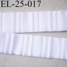 Elastique 25 mm bretelle et lingerie et autre très belle qualité 40 % d'élasticité couleur blanc froncé largeur 25 mm