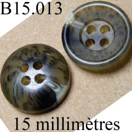 bouton 15 mm   couleur   mabré 4 trous diamètre 15 millimètres