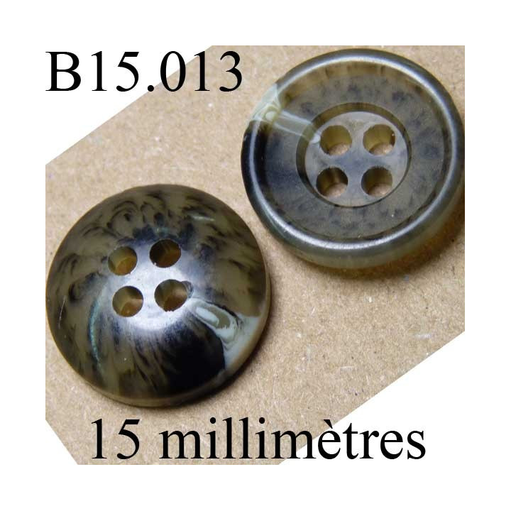 bouton 15 mm   couleur   mabré 4 trous diamètre 15 millimètres