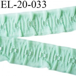 Elastique 19 mm froncé bretelle et lingerie couleur vert aqua  élasticité 40 % dessous très doux largeur 19 mm prix au mètre