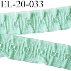 Elastique 19 mm froncé bretelle et lingerie couleur vert aqua élasticité 40 % dessous très doux largeur 19 mm prix au mètre