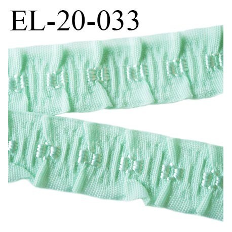 Elastique 19 mm froncé bretelle et lingerie couleur vert aqua élasticité 40 % dessous très doux largeur 19 mm prix au mètre