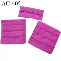 Agrafe attache 55 mm de soutien gorge 3 rangés 3 crochets largeur 55 mm hauteur 56.5 mm couleur pivoine