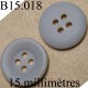 bouton 15 mm couleur gris mat 4 trous diamètre 15 millimètres