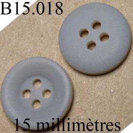bouton 15 mm   couleur gris mat 4 trous diamètre 15 millimètres