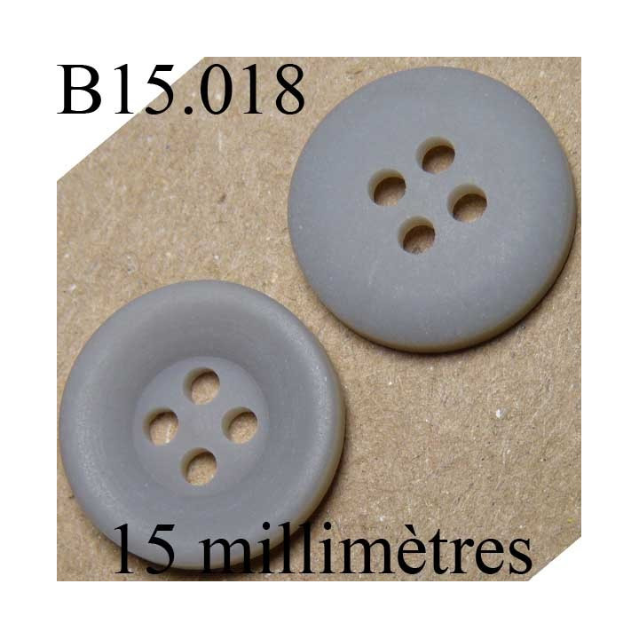 bouton 15 mm   couleur gris mat 4 trous diamètre 15 millimètres