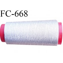 Cone 1000 m de fil couleur argent brillant composition 58 % polyester continu et polyester métallisé 42 % bobiné en france