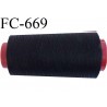 Cone fil 1000 m 30 % coton 70 % polyester fil n° 120 haut de gamme couleur noir bobiné en France