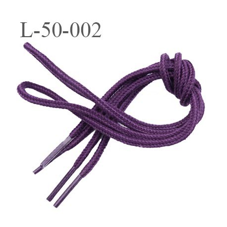 Lacet 50 cm couleur violet diamètre 3 mm longueur 50 cm embout gainé plastique transparent prix pour une paire