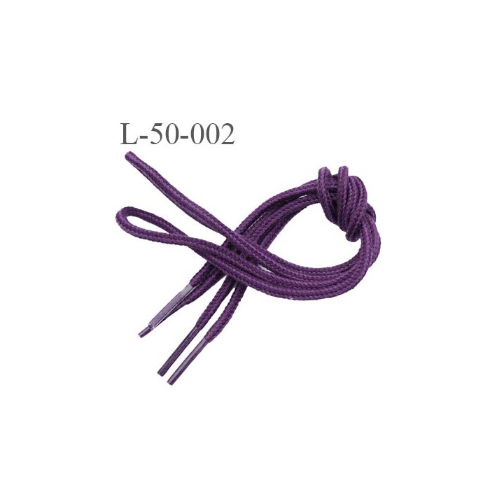 Lacet 50 cm couleur violet diamètre 3 mm longueur 50 cm embout gainé  plastique transparent prix pour une paire