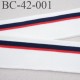 Bord-Côte 42 mm bord cote jersey maille synthétique couleur bleu naturel et rouge largeur 42 mm longueur du bord cote 122 cm