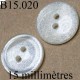 bouton 15 mm gris nacre pailleté brillant 2 trous diamètre 15 millimètres
