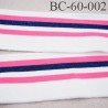 Bord-Côte 60 mm bord cote jersey maille synthétique couleur rose naturel et et bleu pailleté largeur 60 mm longueur 130 cm