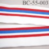 Bord-Côte 55 mm bord cote jersey maille synthétique couleur naturel bleu et rouge largeur 55 mm longueur 125 cm