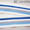 Bord-Côte 60 mm bord cote jersey maille synthétique couleur naturel bleu gris bleu marine pailleté largeur 60 mm longueur 123 cm
