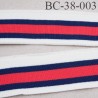 Bord-Côte 38 mm bord cote jersey maille synthétique couleur rouge naturel et bleu marine largeur 38 mm longueur 122 cm