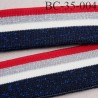 Bord-Côte 35 mm bord cote jersey maille synthétique couleur naturel rouge argent bleu pailleté largeur 35 mm longueur 122