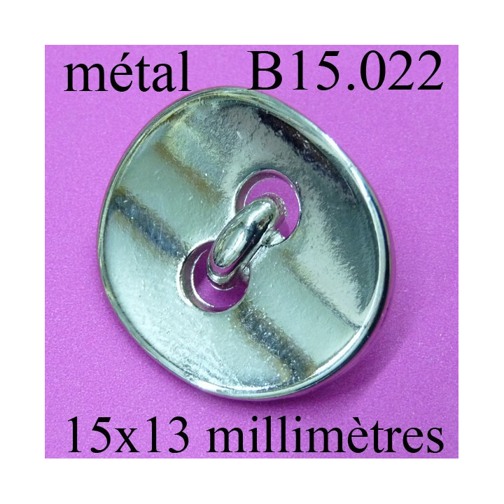 bouton 15 mm en métal chromé  brillant  2 trous diamètre 15 millimètres
