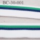 Bord-Côte 30 mm bord cote jersey maille synthétique couleur naturel vert et bleu marine largeur 30 mm longueur 130 cm