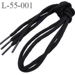 Lacet rond 50 cm couleur noir diamètre 3 mm longueur 55 cm embout gainé  plastique transparent prix pour une paire