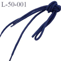 Lacet rond 50 cm couleur bleu marine diamètre 3 mm longueur 50 cm embout gainé  plastique transparent prix pour une paire