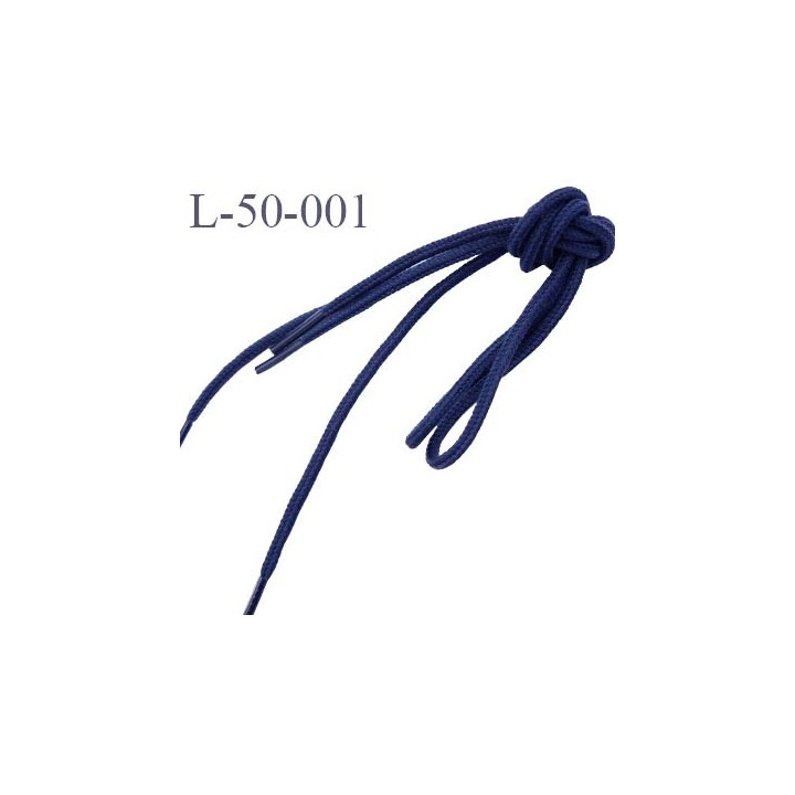 Lacet rond 50 cm couleur bleu marine diamètre 3 mm longueur 50 cm embout gainé  plastique transparent prix pour une paire