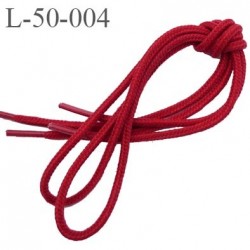 Lacet rond 50 cm couleur rouge diamètre 3 mm longueur 50 cm embout gainé plastique transparent prix pour une paire