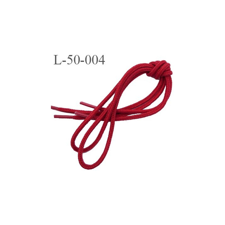 Lacet rond 50 cm couleur rouge diamètre 3 mm longueur 50 cm embout gainé  plastique transparent prix pour une paire